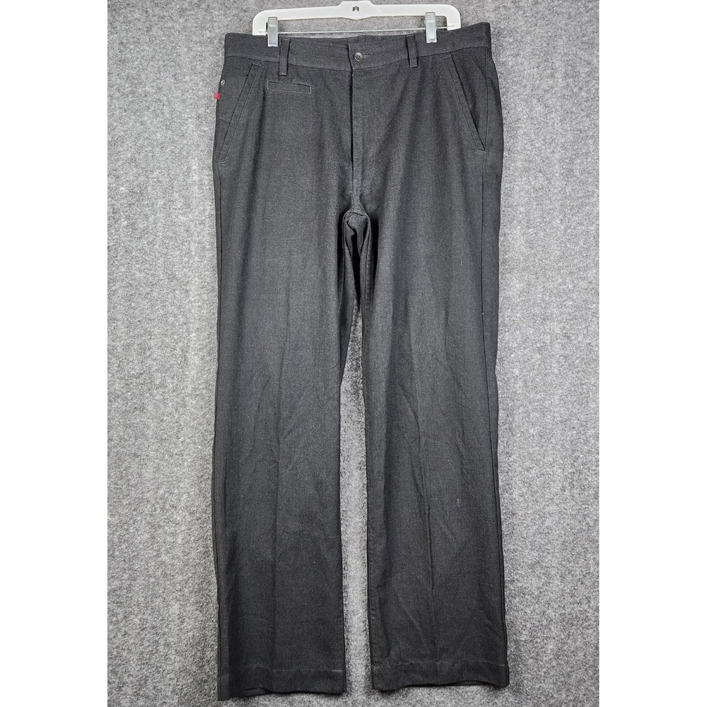 Haggar Dress‎ Pants Mens 36x32 Charcoal Grey Herringbone Straight Leg Trousers